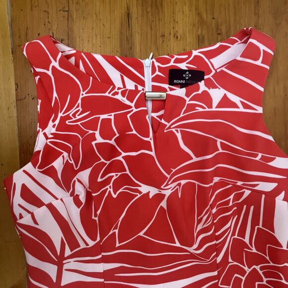 Ronni Nicole‎ Womens Sz 10 Floral Dress Sleeveless Red/White 36" Length Stretch - Picture 4 of 12
